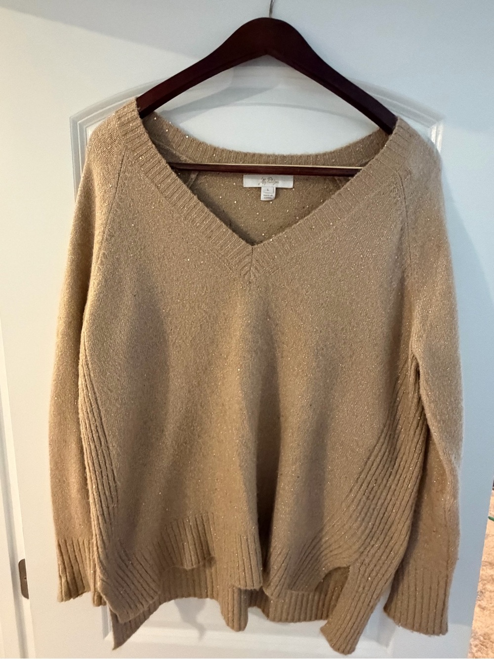 Lilly Pulitzer Metallic Tan V-Neck Sweater
